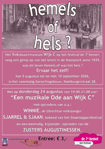 716482 Kleine affiche voor de bijdrage van het Volksbuurtmuseum Wijk C